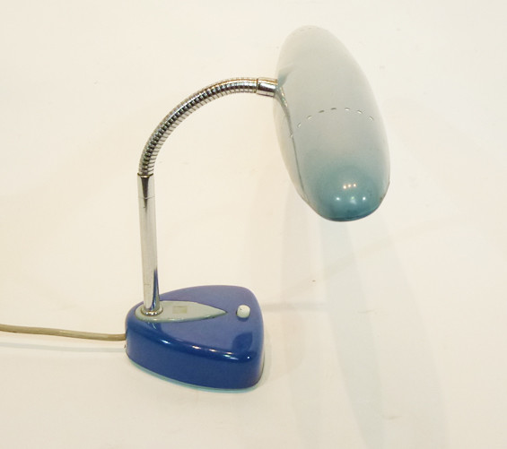 2: Pale Blue Vintage Low Light Desk Lamp (Working)