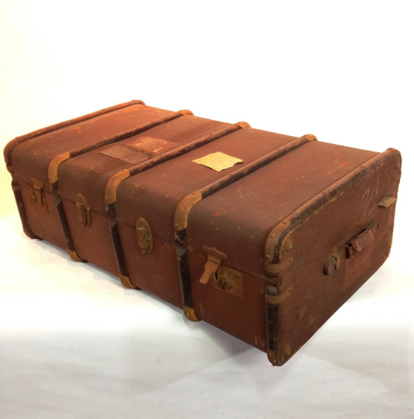 2: Long Brown Vintage Travel Trunk