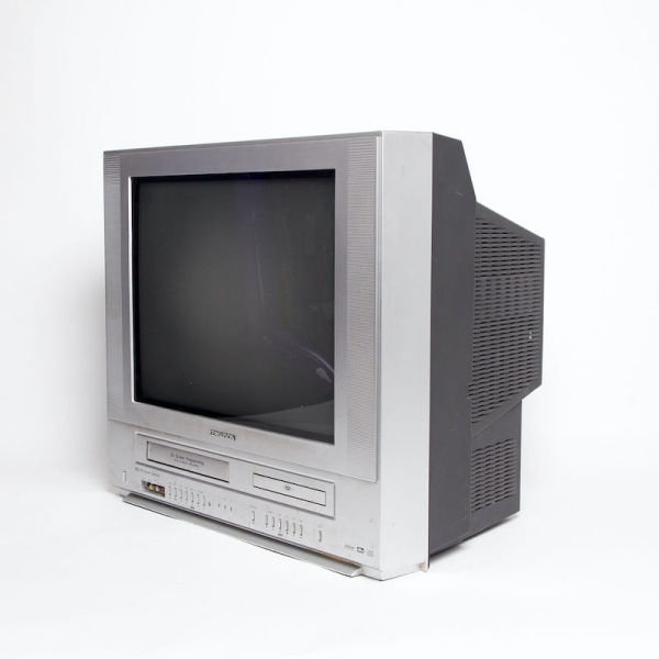 3: Static Only Ferguson Silver TV With Integrated VHS & DVD Players