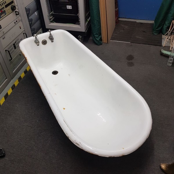 7: White Enamel Vintage Bath With Original Taps