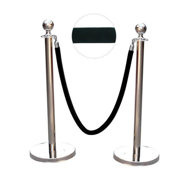 1: 2 Stanchion Posts With 1 Black Velvet Rope