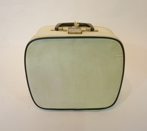 2: Small White With Blue Trim Vanity Case