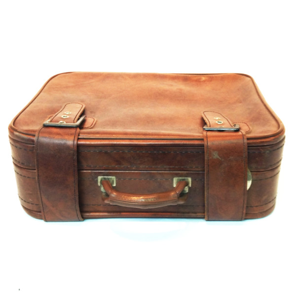 1: Light Brown Soft Leather Suitcase