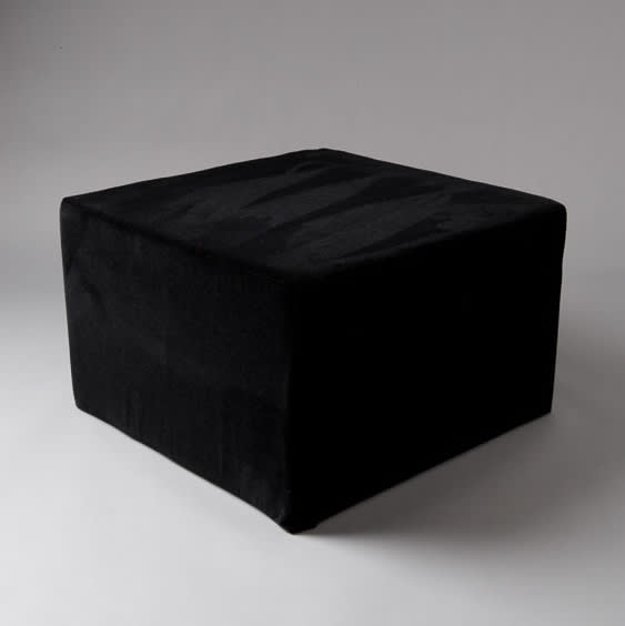 2: Large Black Velvet Square Pouf