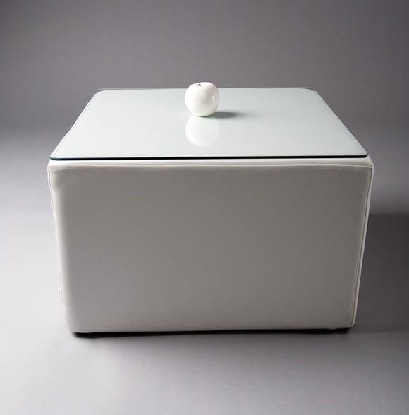 2: White Square Pouf Table