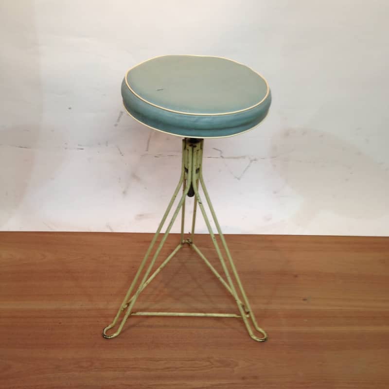 3: Metal Frame with Blue Leather Seat Stool