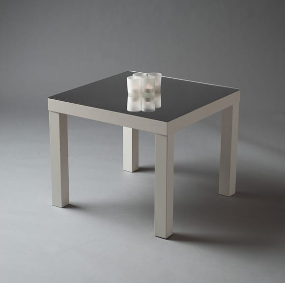 2: White Squared Mirror Top Table