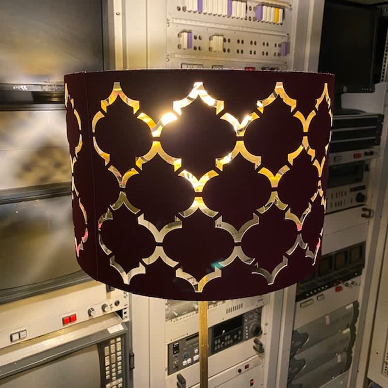 7: Deep Red Lampshade With Cut Out Design & Stand (Working)