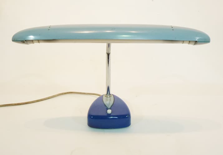 3: Pale Blue Vintage Low Light Desk Lamp (Working)