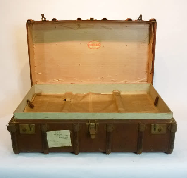 4: Long Brown Vintage Travel Trunk