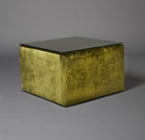 2: Green Velvet Square Pouf Table