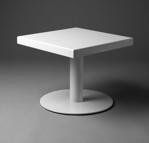 2: White Squared Top Round Foot Table