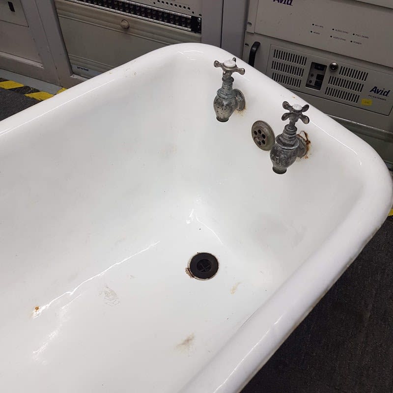 7: White Enamel Vintage Bath With Original Taps