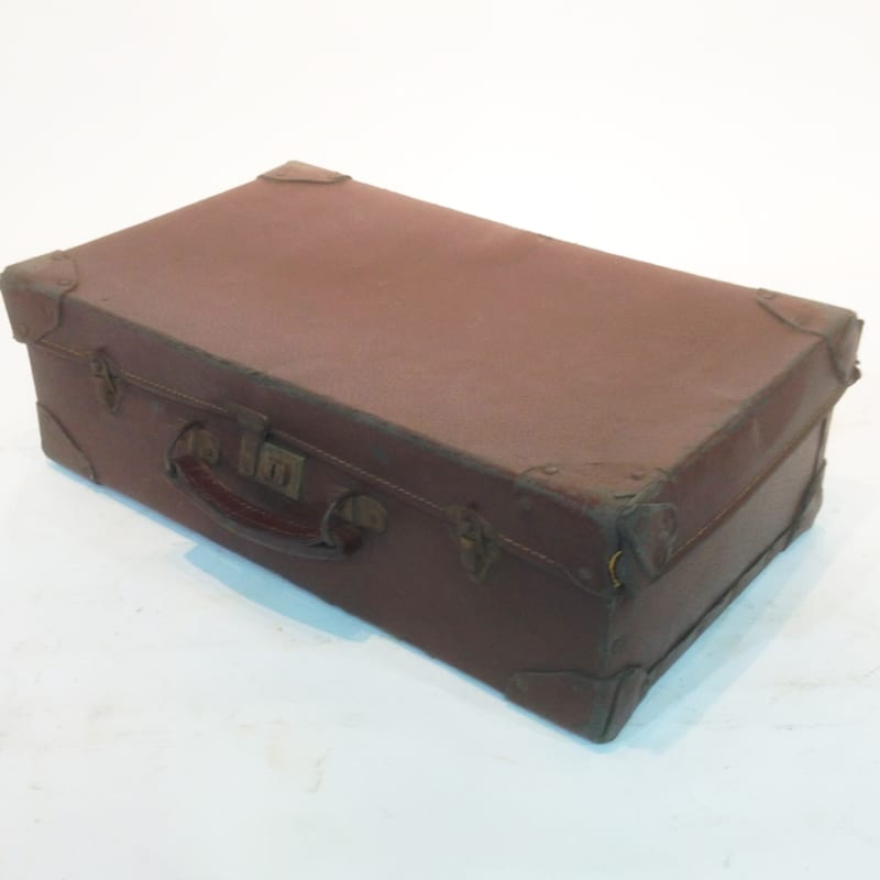 Brown Leather Suitcase 3 LONDON PROP HIRE