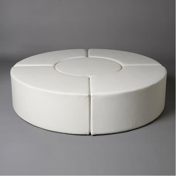 3: Large White Round Pouf