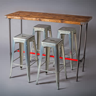 4: Rustic Industrial Style Rectangular High Poseur Tables