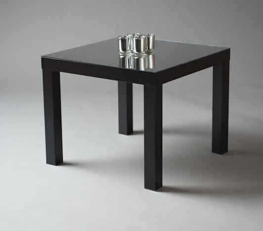 2: Black Squared Mirrored Top Table