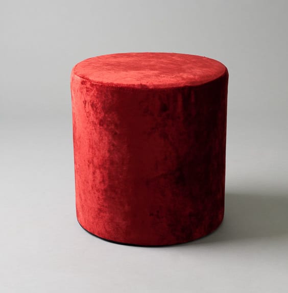 2: Small Red Velvet Round Pouf