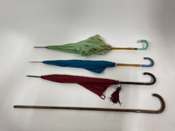 3: Vintage Umbrella / Cane Walking Stick