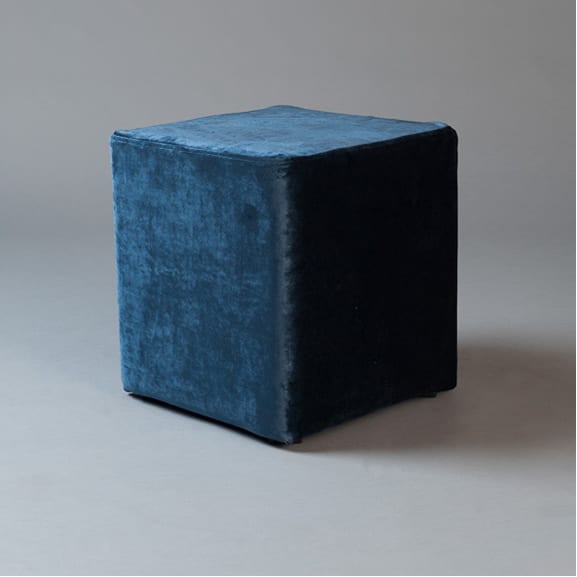 2: Small Blue Velvet Square Pouf