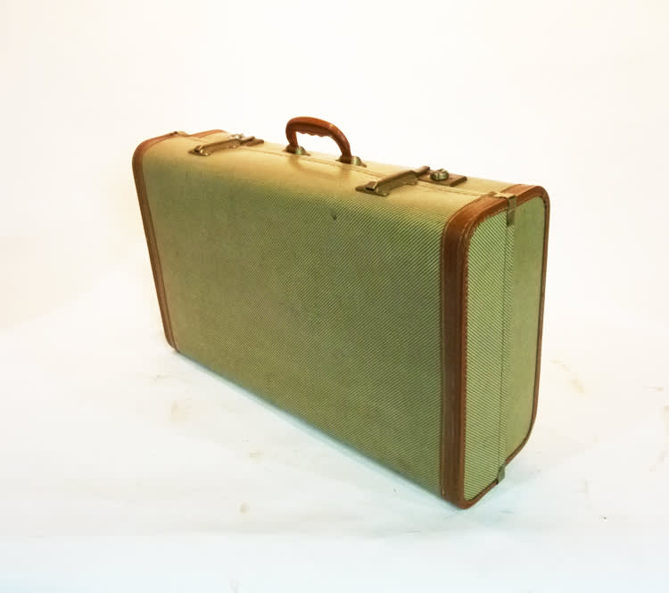 5: Cream Wood Finish Suitcase