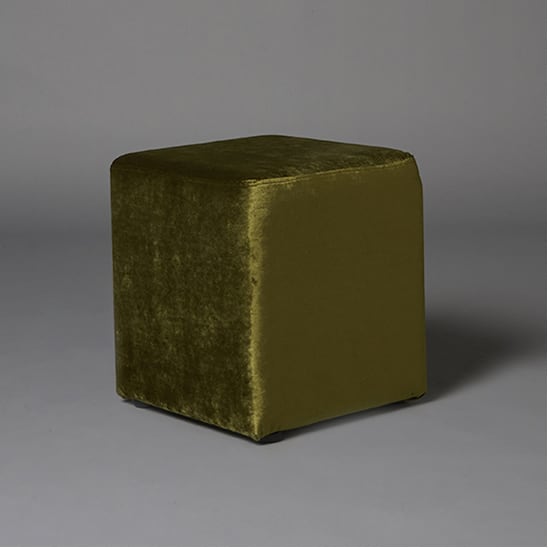 2: Small Green Velvet Square Pouf