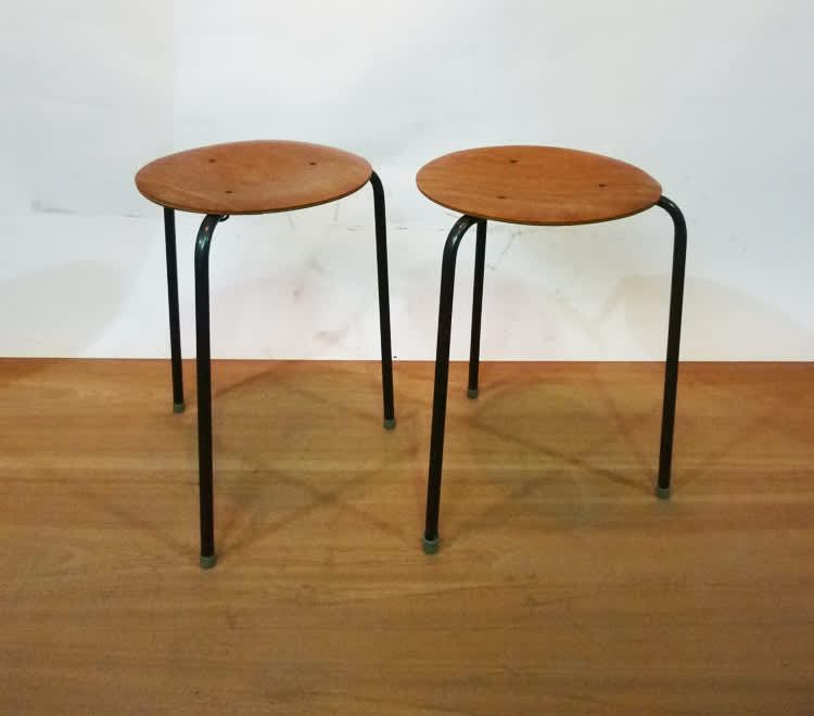 2: Small Metal and Wooden Stool