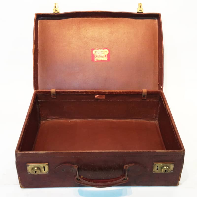 Brown Leather Suitcase 2 LONDON PROP HIRE