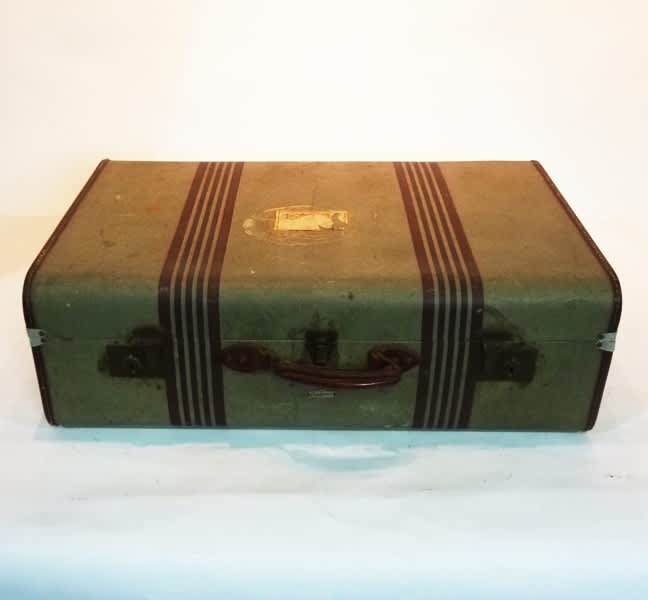 4: Green with Brown Stripes Suitcase