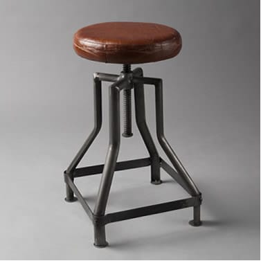 2: Vintage leather & metal adjustable bar stool