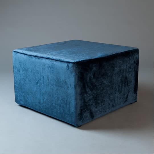 2: Large Blue Velvet Square Pouf