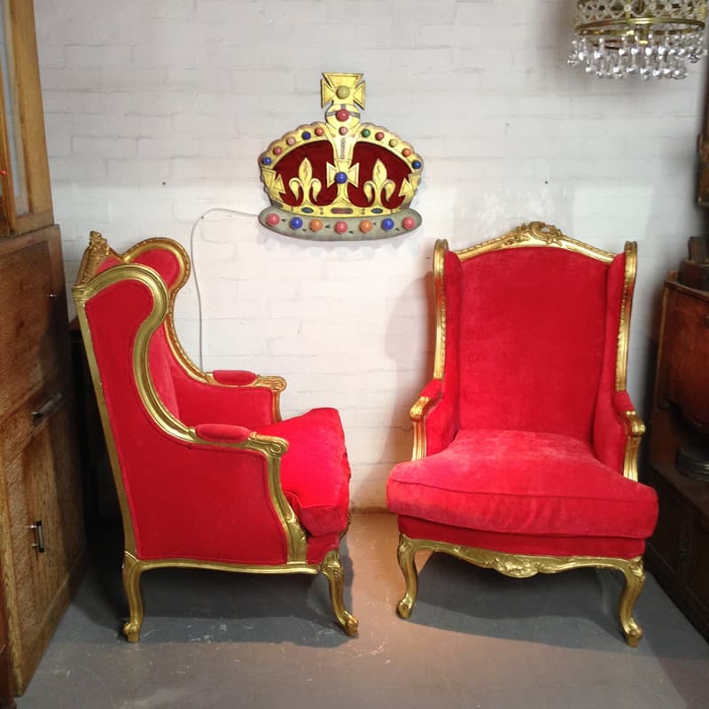 4: Red Velvet & Gold Throne Chairs