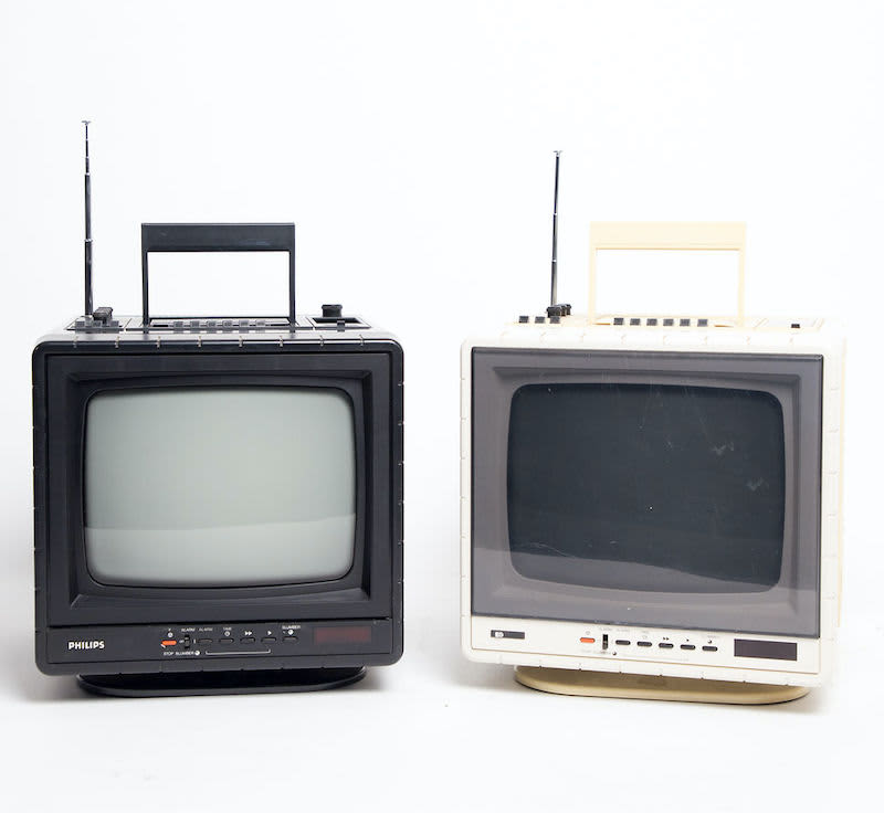 5: Fully Working Black & White Mini Portable Pye TubeCube TV With Radio/Tape Deck (9