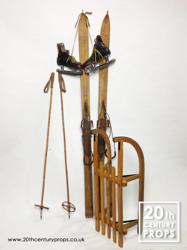 2: Vintage Ski's, Poles, Sledge & Ice Skates