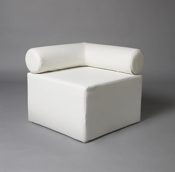 3: White Single Bolster Corner Modular Sofa