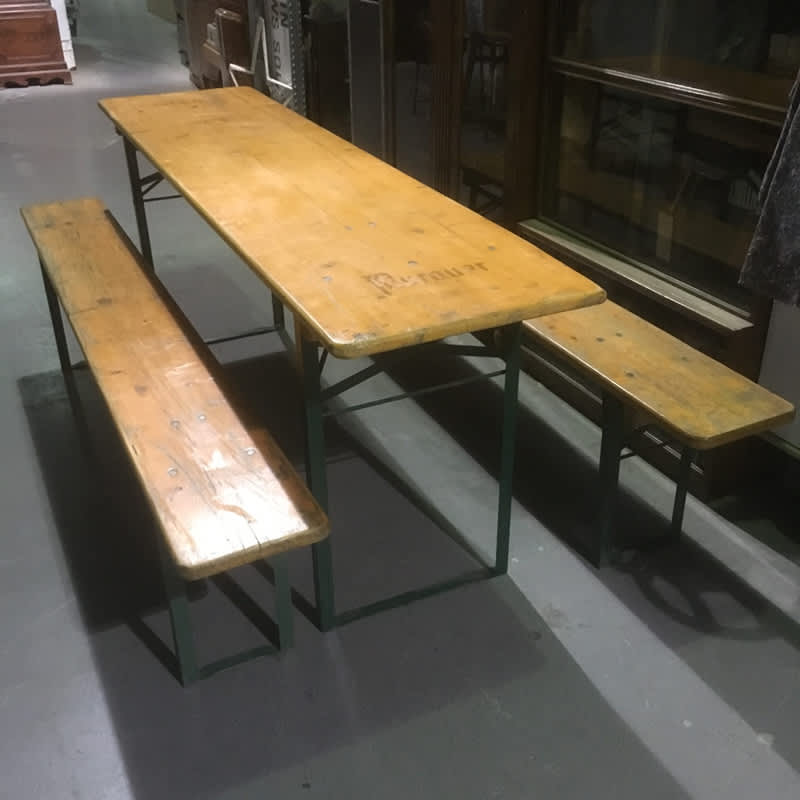 3: Vintage Rustic German Beer Tables And 2 Benches