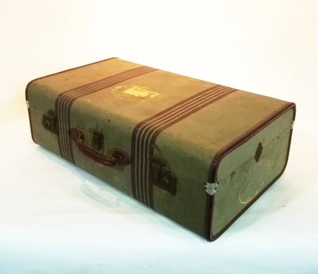 4: Green with Brown Stripes Suitcase