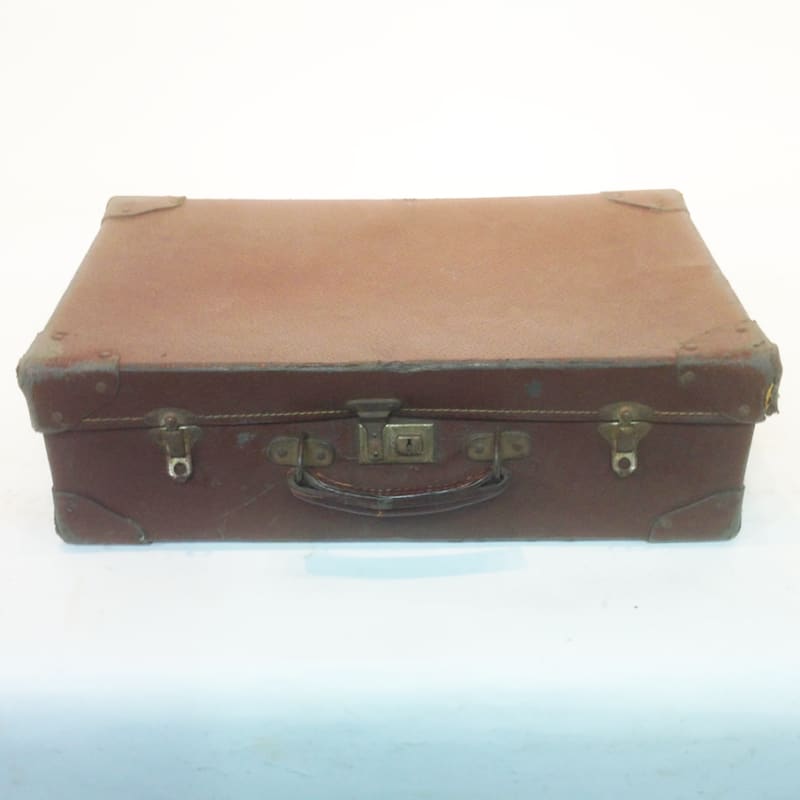 Brown Leather Suitcase 3 LONDON PROP HIRE