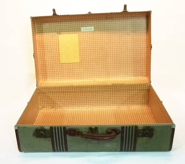 4: Green with Brown Stripes Suitcase