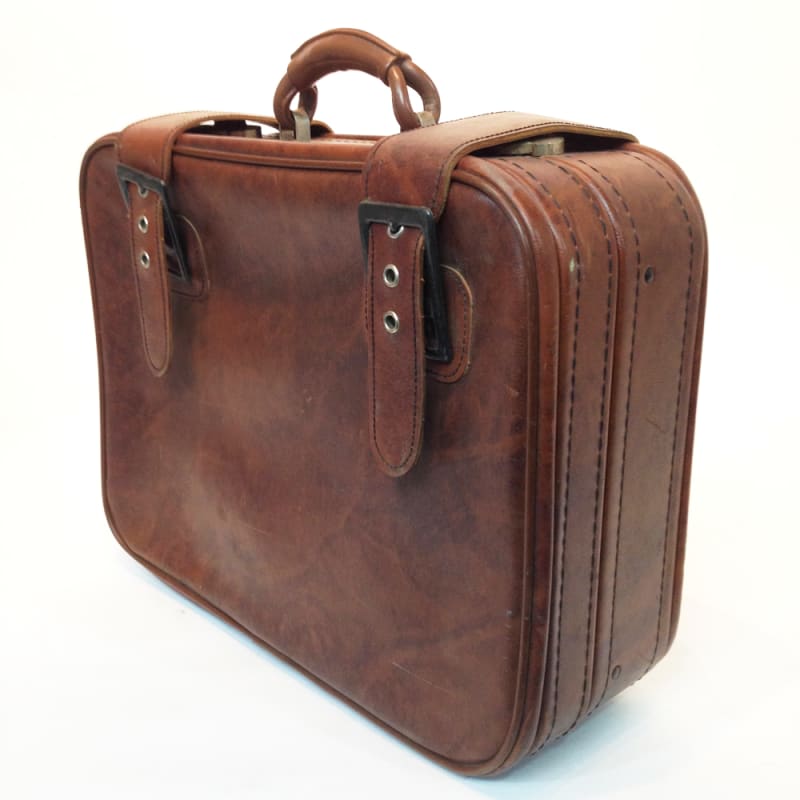Light Brown Soft Leather Suitcase LONDON PROP HIRE