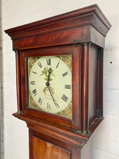 Genuine 19th Century Painted Dial Grandfather Clock In Mahogany Case (Fully Working) 