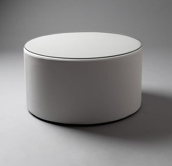 White Round Pouf Table