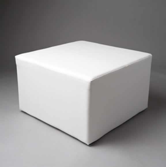 Large White Square Pouf