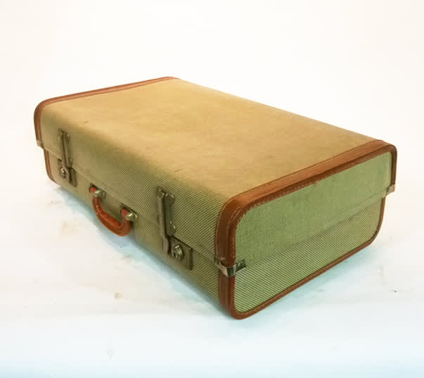 5: Cream Wood Finish Suitcase