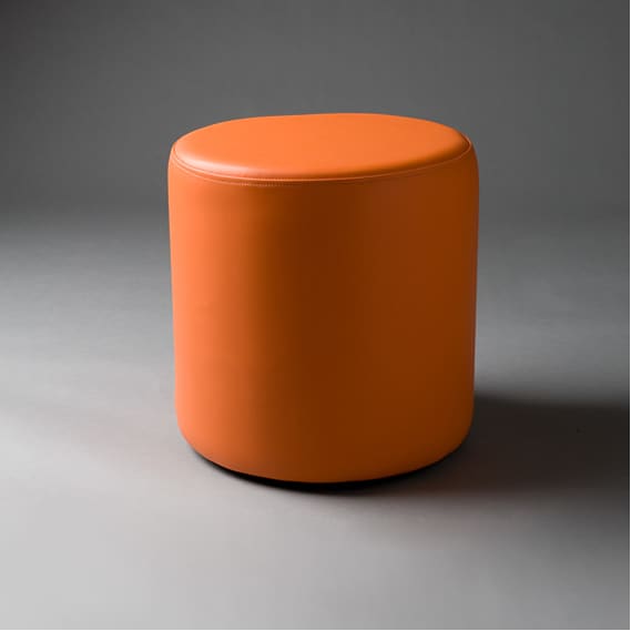 2: Small Orange Round Pouf