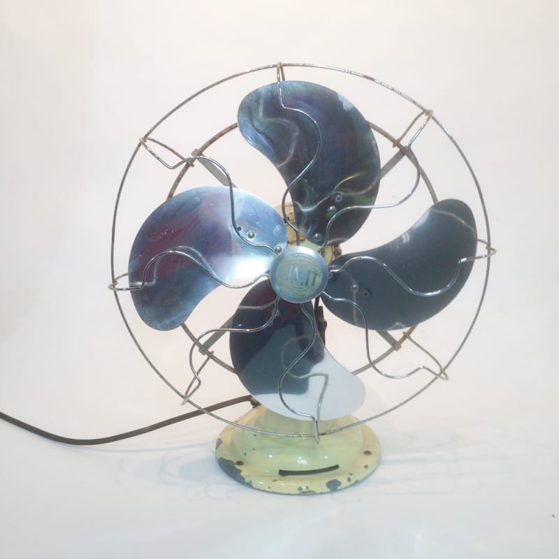 4: Small Industrial Cream Desk Fan (Not Working)