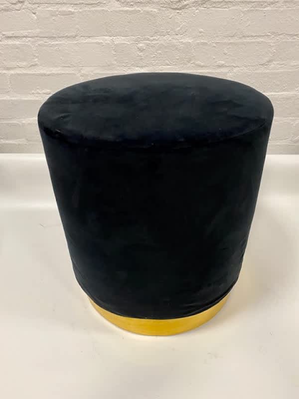 3: Black Velvet Pouf With Gold Trim