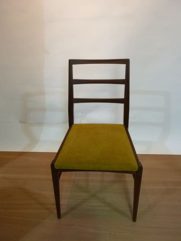 5: Wooden and Mustard Fabric Vintage Chair