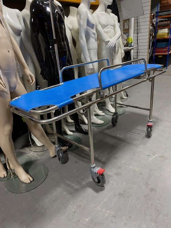 4: Blue Medical/Ambulance Adjustable Stretcher On Wheels