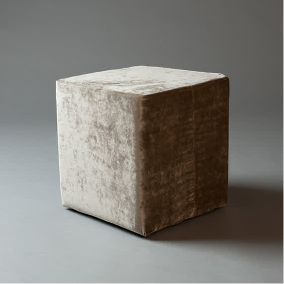 2: Small Champagne Velvet Square Pouf